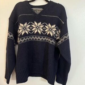 Vintage Abercrombie & Fitch Sweater Mens Largr100% wool Snowflake Nordic